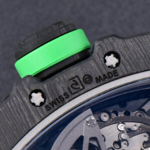 RM035-02 42mm Black Forged Carbon T+F Skeleton Dial Green Crown Purple Rubber Strap RMUL2 - Image 17