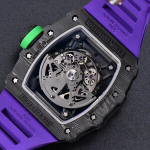 RM035-02 42mm Black Forged Carbon T+F Skeleton Dial Green Crown Purple Rubber Strap RMUL2 - Image 19