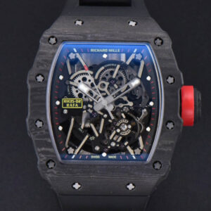 RM035-02 42mm Black Forged Carbon T+F Skeleton Dial Red Crown Black Rubber Strap RMUL2