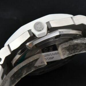 Royal Oak Offshore Ladies 33mm SS Moissanite RXWF White Dial Real Diamonds Bezel White Rubber Strap Swiss Quartz - Image 13