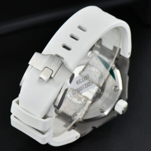 Royal Oak Offshore Ladies 33mm SS Moissanite RXWF White Dial Real Diamonds Bezel White Rubber Strap Swiss Quartz - Image 14