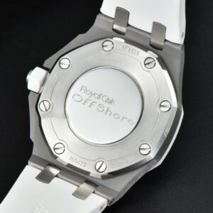 Royal Oak Offshore Ladies 33mm SS Moissanite RXWF White Dial Real Diamonds Bezel White Rubber Strap Swiss Quartz - Image 18