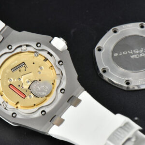 Royal Oak Offshore Ladies 33mm SS Moissanite RXWF White Dial Real Diamonds Bezel White Rubber Strap Swiss Quartz - Image 20