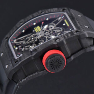 RM035-02 42mm Black Forged Carbon T+F Skeleton Dial Red Crown Black Rubber Strap RMUL2 - Image 2