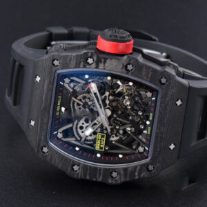 RM035-02 42mm Black Forged Carbon T+F Skeleton Dial Red Crown Black Rubber Strap RMUL2 - Image 4