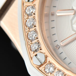 Royal Oak Offshore Ladies 33mm RG Moissanite RXWF White Dial Real Diamonds Bezel White Rubber Strap Swiss Quartz - Image 11
