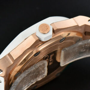 Royal Oak Offshore Ladies 33mm RG Moissanite RXWF White Dial Real Diamonds Bezel White Rubber Strap Swiss Quartz - Image 13