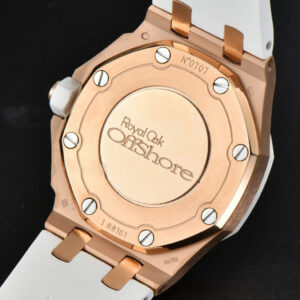Royal Oak Offshore Ladies 33mm RG Moissanite RXWF White Dial Real Diamonds Bezel White Rubber Strap Swiss Quartz - Image 18