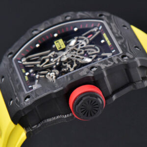 RM035-02 42mm Black Forged Carbon T+F Skeleton Dial Red Crown Yellow Rubber Strap RMUL2 - Image 3