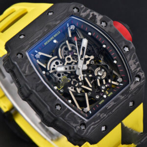 RM035-02 42mm Black Forged Carbon T+F Skeleton Dial Red Crown Yellow Rubber Strap RMUL2 - Image 4