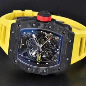 RM035-02 42mm Black Forged Carbon T+F Skeleton Dial Red Crown Yellow Rubber Strap RMUL2 - Image 5