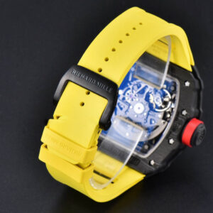 RM035-02 42mm Black Forged Carbon T+F Skeleton Dial Red Crown Yellow Rubber Strap RMUL2 - Image 8