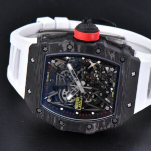 RM035-02 42mm Black Forged Carbon T+F Skeleton Dial Red Crown White Rubber Strap RMUL2 - Image 13