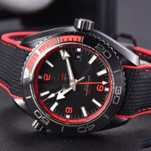 Planet Ocean 45.5mm Deep Black red Real Ceramic VSF Black Nylon Strap A8906 Super Clone - Image 25