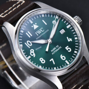 Mark XX IWC328201 40mm GSF Green Dial Brown Leather Strap A2892 - Image 19