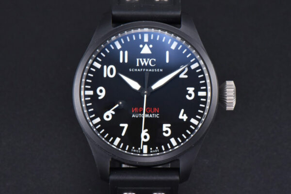 Top Gun IW326901 Ceramic 41mm M+F Black Dial Black Rubber Strap 9015