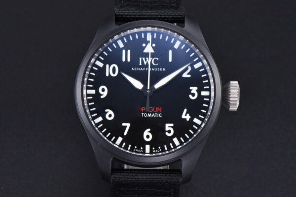 Top Gun IW326901 Ceramic 41mm M+F Black Dial Black Nylon Strap 9015