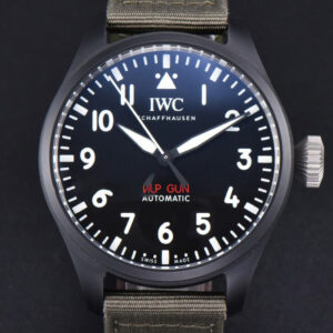 Top Gun IW326901 Ceramic 41mm M+F Black Dial Green Nylon Strap 9015