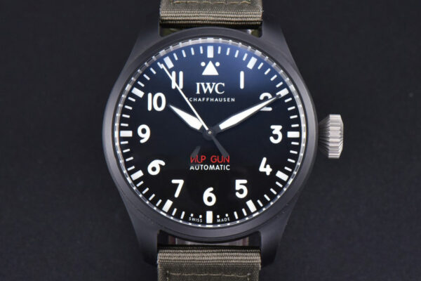 Top Gun IW326901 Ceramic 41mm M+F Black Dial Green Nylon Strap 9015
