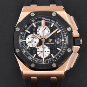 Royal Oak Offshore 44mm RSF RG Black Checkered Dial White Subdial Rubber Strap A3126