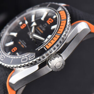 Planet Ocean 600m 43.5mm VSF Black Dial 1/4 Orange Bezel Rubber Strap A8900 - Image 11