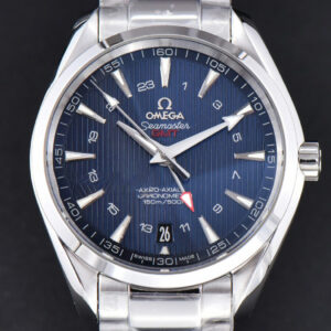 Aqua Terra 150M 41.5mm GMT VSF Blue Textured Dial SS Bracelet A8605