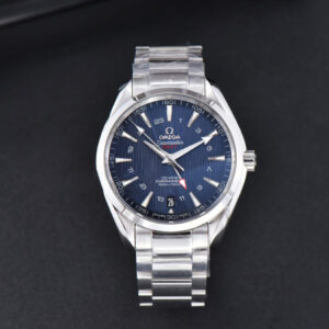 Aqua Terra 150M 41.5mm GMT VSF Blue Textured Dial SS Bracelet A8605 - Image 12