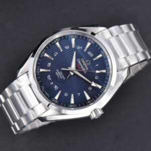 Aqua Terra 150M 41.5mm GMT VSF Blue Textured Dial SS Bracelet A8605 - Image 13