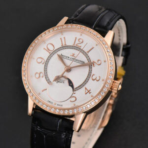 Rendez-Vous Moon 34mm RG GF Diamond White Textured Dial Black Leather Strap A935 - Image 8