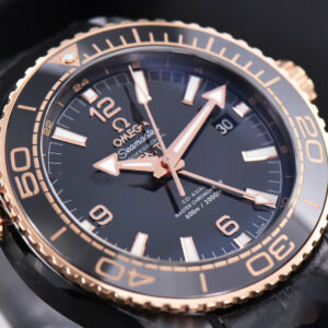 Planet Ocean 600m Deep Black Real Ceramic 45.5mm VSF Black/RG Dial Black Leather Strap A8906 - Image 5