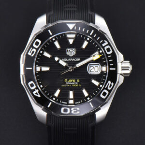 Aquaracer Calibre 5 OF 43MM Black Dial Black Bezel Rubber Strap Swiss SW200