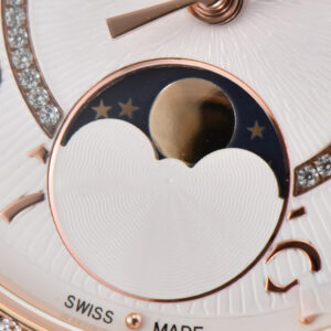 Rendez-Vous Moon 34mm RG GF Diamond White Textured Dial Black Leather Strap A935 - Image 7