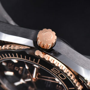Planet Ocean 600m Deep Black Real Ceramic 45.5mm VSF Black/RG Dial Black Leather Strap A8906 - Image 7