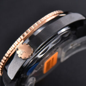 Planet Ocean 600m Deep Black Real Ceramic 45.5mm VSF Black/RG Dial Black Leather Strap A8906 - Image 8