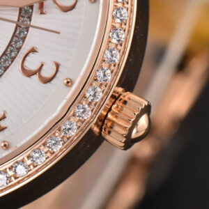 Rendez-Vous Moon 34mm RG GF Diamond White Textured Dial Black Leather Strap A935 - Image 6