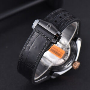 Planet Ocean 600m Deep Black Real Ceramic 45.5mm VSF Black/RG Dial Black Leather Strap A8906 - Image 10