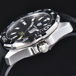 Aquaracer Calibre 5 OF 43MM Black Dial Black Bezel Rubber Strap Swiss SW200 - Image 15