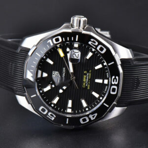 Aquaracer Calibre 5 OF 43MM Black Dial Black Bezel Rubber Strap Swiss SW200 - Image 17