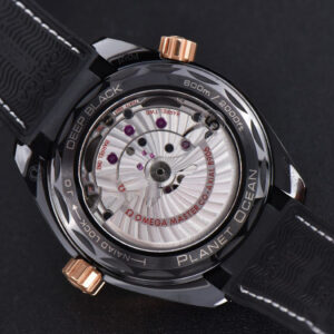 Planet Ocean 600m Deep Black Real Ceramic 45.5mm VSF Black/RG Dial Black Leather Strap A8906 - Image 16