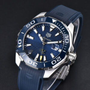 Aquaracer Caliber 5 43mm OF Dark Blue Dial Blue Rubber Strap SW200 - Image 2