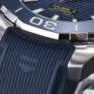 Aquaracer Caliber 5 43mm OF Dark Blue Dial Blue Rubber Strap SW200 - Image 8