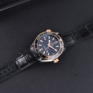 Planet Ocean 600m Deep Black Real Ceramic 45.5mm VSF Black/RG Dial Black Leather Strap A8906 - Image 27