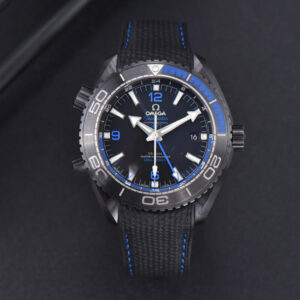 Planet Ocean 600m Deep Black Real Ceramic 45.5mm VSF Black/Blue Dial Black Rubber Strap A8906 - Image 10