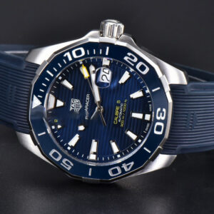 Aquaracer Caliber 5 43mm OF Dark Blue Dial Blue Rubber Strap SW200 - Image 11