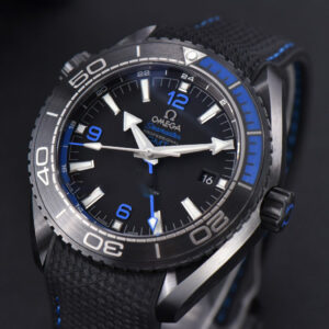 Planet Ocean 600m Deep Black Real Ceramic 45.5mm VSF Black/Blue Dial Black Rubber Strap A8906 - Image 11