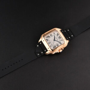 Santos Large 40mm RG GF White Dial Black Rubber Strap MIYOTA 9015 - Image 3