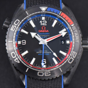 Planet Ocean 600m Deep Black Real Ceramic 45.5mm VSF Black Dial Blue/Red Bezel Rubber Strap A8906