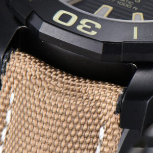 Aquaracer Caliber 5 43mm OF Ceramic Black Dial Yellow Hand Brown Nylon Strap SW200 - Image 6