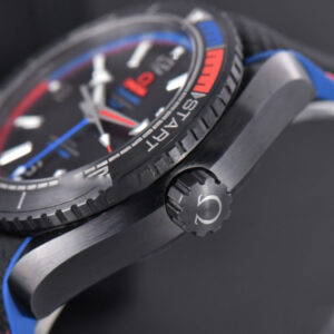 Planet Ocean 600m Deep Black Real Ceramic 45.5mm VSF Black Dial Blue/Red Bezel Rubber Strap A8906 - Image 17