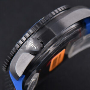 Planet Ocean 600m Deep Black Real Ceramic 45.5mm VSF Black Dial Blue/Red Bezel Rubber Strap A8906 - Image 19